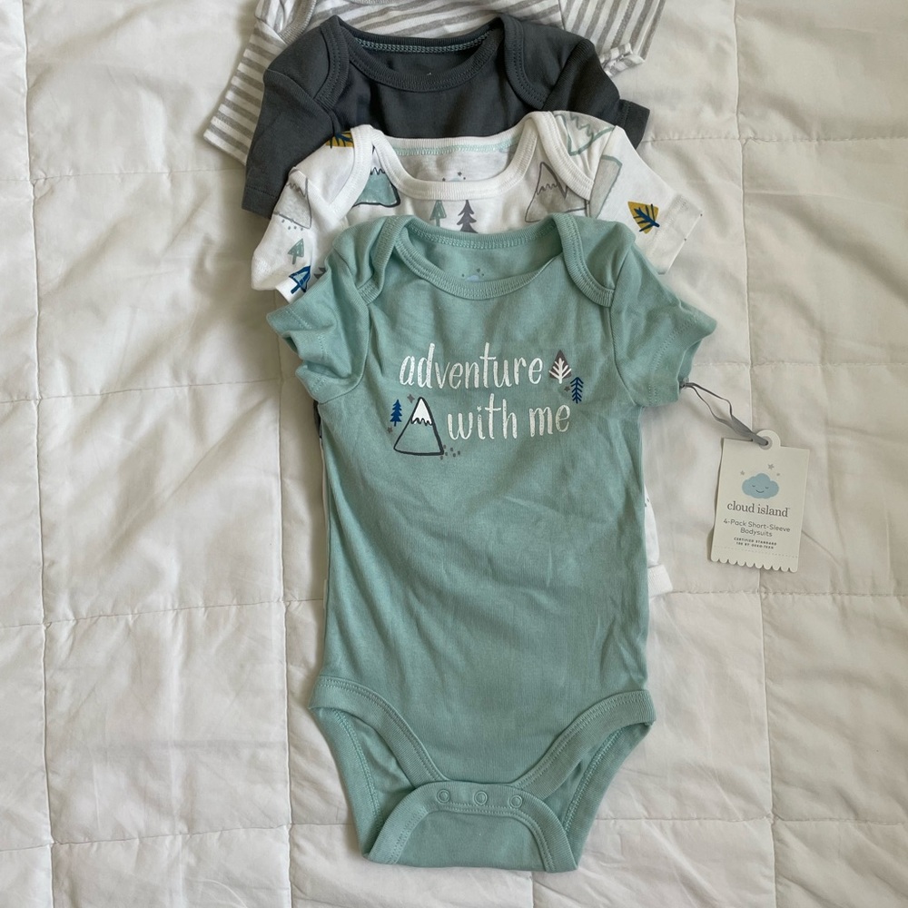 Target Cloud Island Adventure Bodysuit Set - Green, Gray, White